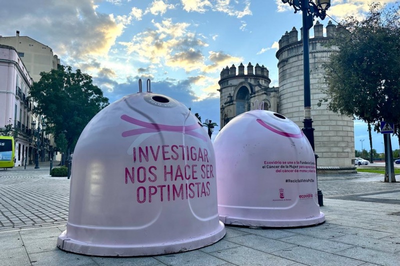 Contenedor rosa badajoz cancer mama ecovidrio