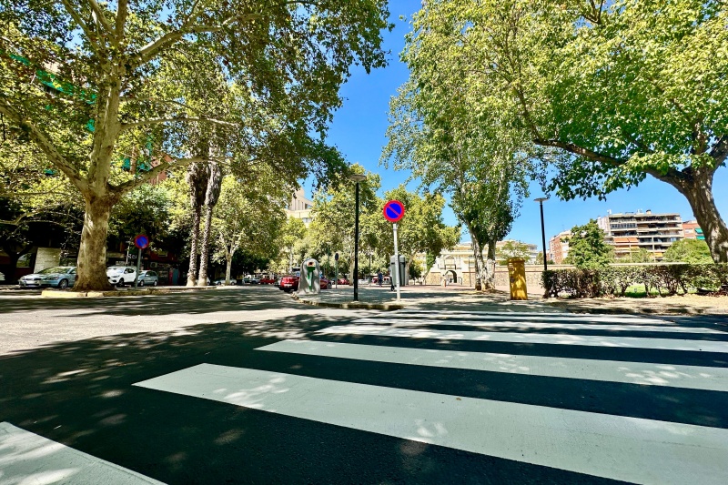Asfaltado en Calle Stadium en Badajoz
