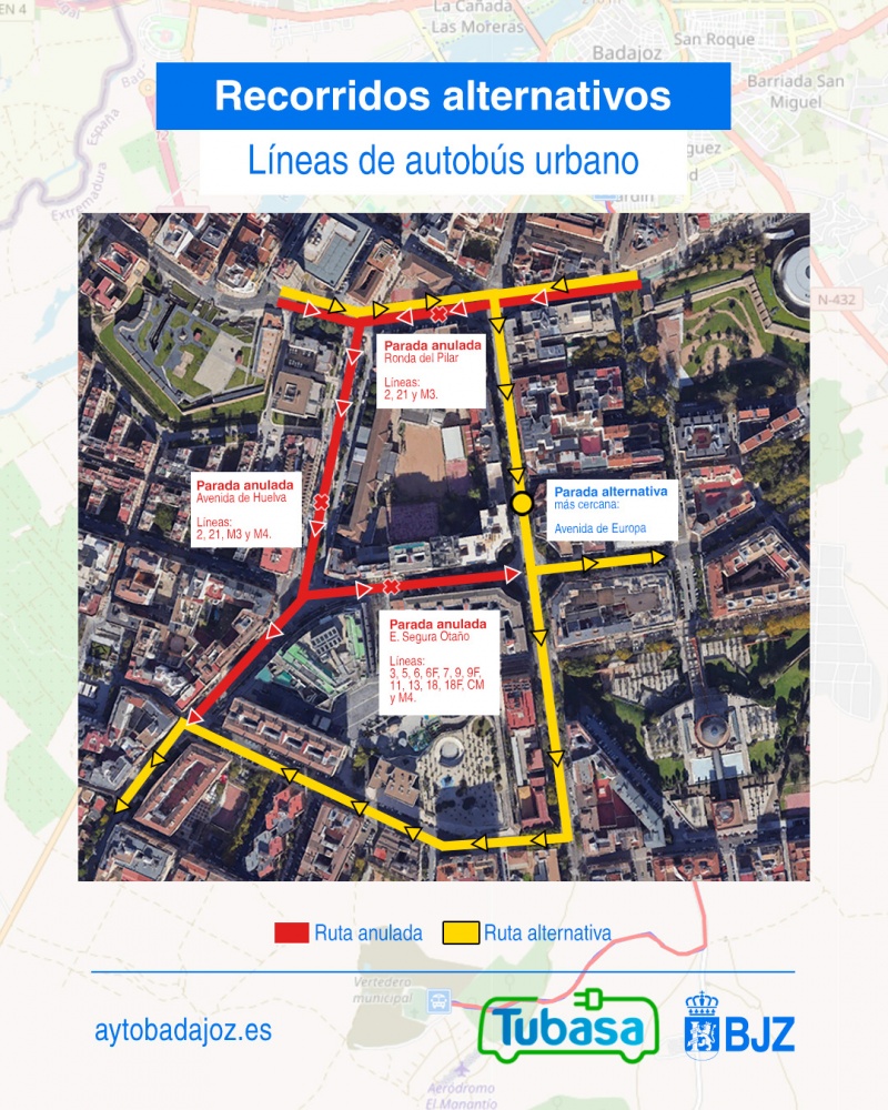 Recorridos alternativos autobus urbano